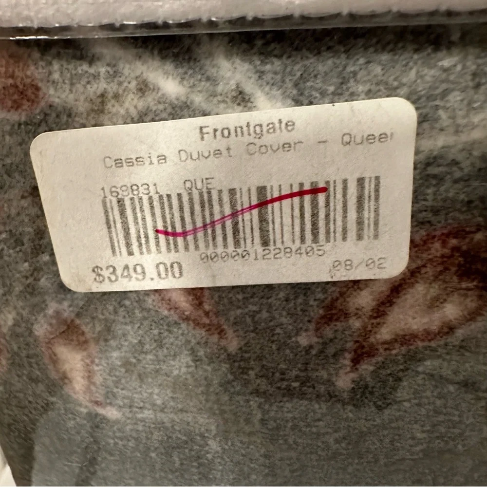 NEW Frontgate Cassia Gray Velvet Floral Duvet Cover QUEEN Size 92”x100”